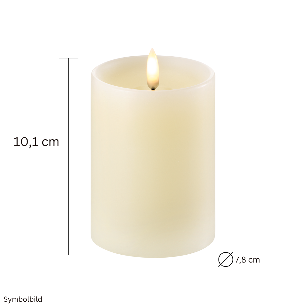 LED-Wachskerze mit Echt-Flammen-Effekt | Stumpenkerze vertieft 10,1 cm