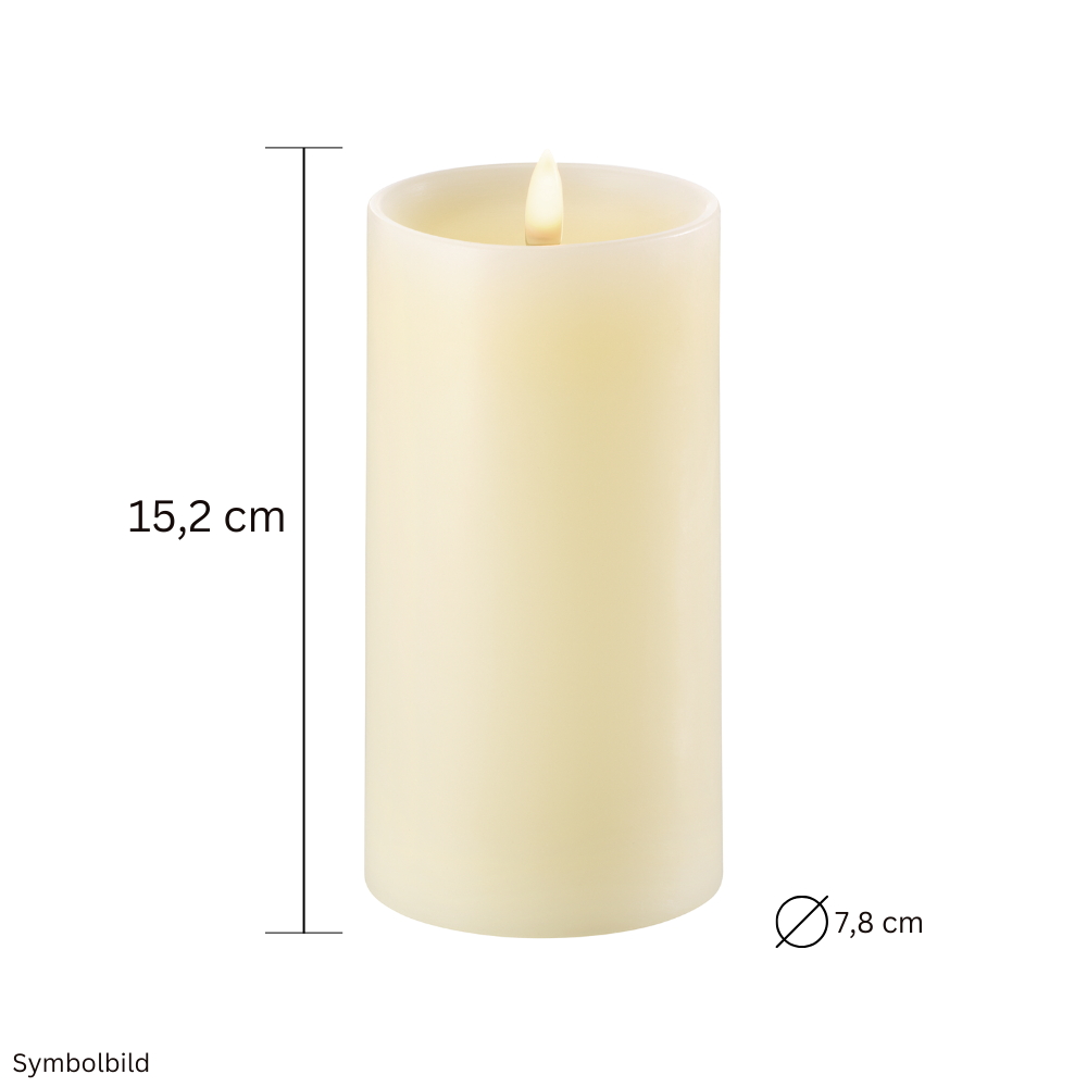 LED-Wachskerze mit Echt-Flammen-Effekt | Stumpenkerze vertieft 15,2 cm
