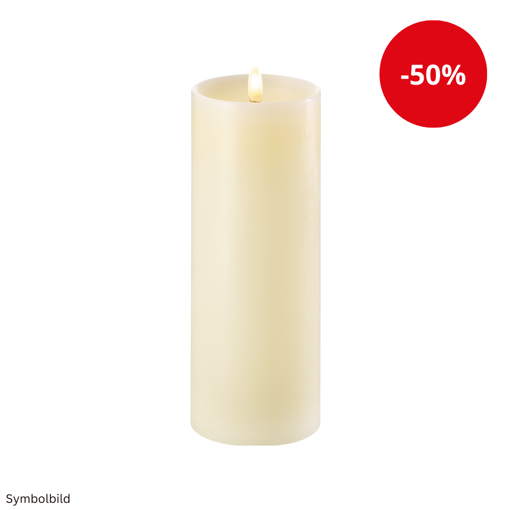 LED-Wachskerze mit Echt-Flammen-Effekt | Stumpenkerze vertieft 20,3 cm
