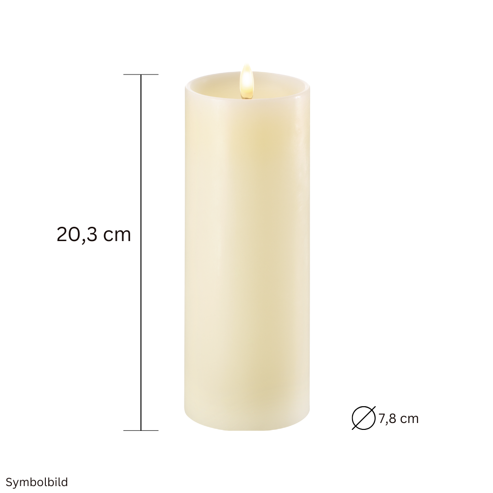 LED-Wachskerze mit Echt-Flammen-Effekt | Stumpenkerze vertieft 20,3 cm