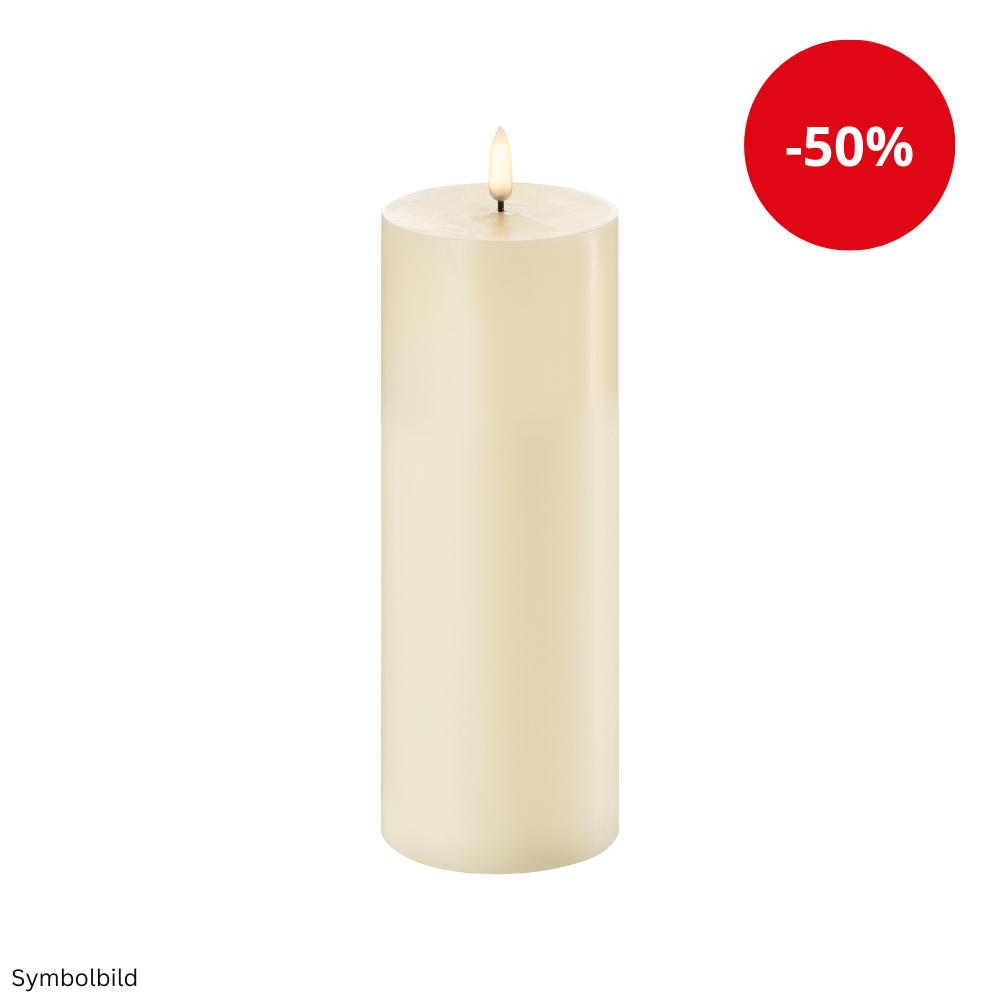 LED-Wachskerze mit Echt-Flammen-Effekt | Stumpenkerze groß 23,1 cm