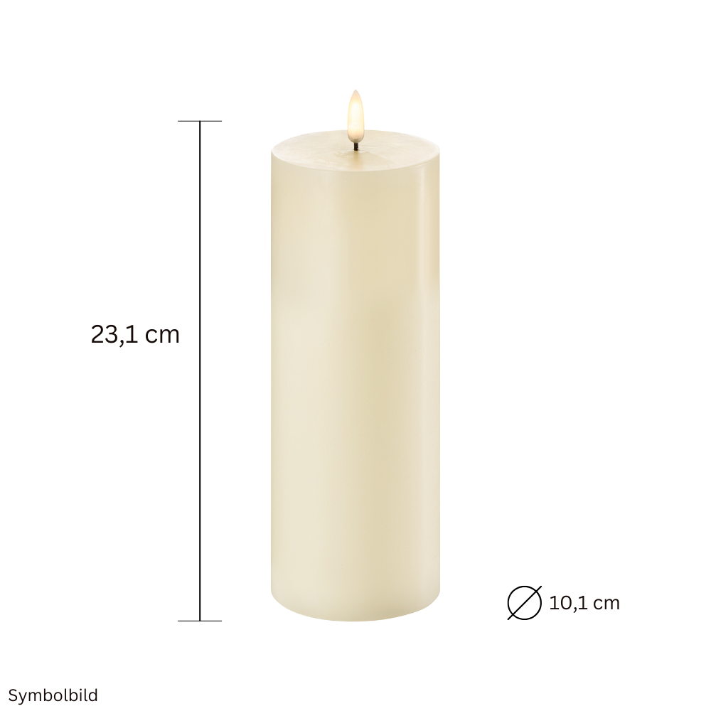 LED-Wachskerze mit Echt-Flammen-Effekt | Stumpenkerze groß 23,1 cm