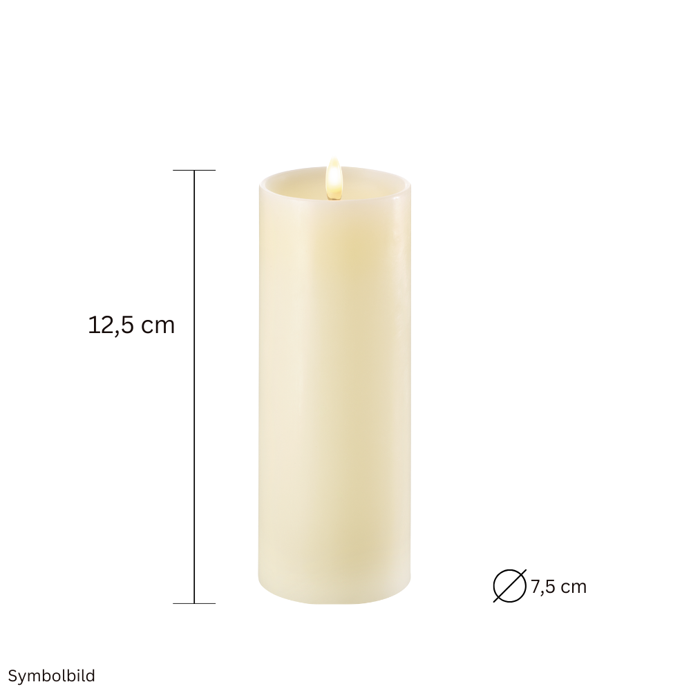 LED-Wachskerze mit Echt-Flammen-Effekt | Stumpenkerze vertieft 12,5 cm